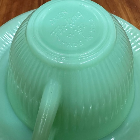 Vintage Fire King Jadeite Jane Ray Cup and Saucer Tea Coffee - Picture 4 of 5